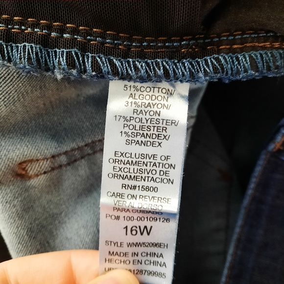 Democracy Ab Technology Dark Wash Raw Hem Ankle Skinny Jeans size 16W - Picture 7 of 14